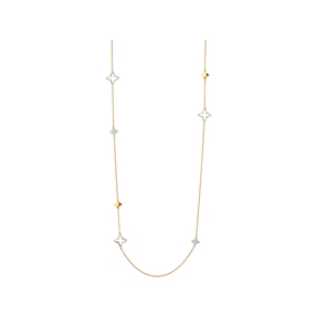 Splendour 18kt Yellow Gold Vermeil & Diamond Four-Point Star Necklace 100cm-