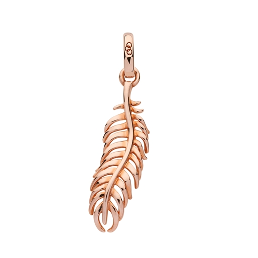 Amulet charm Φτερό από ασήμι με ροζ επιχρύσωση-