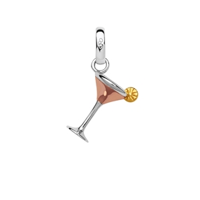 Sterling Silver & 18tk Rose Vermeil Cocktail Glass Charm-