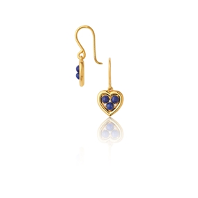 Open Heart κρεμαστά επίχρυσα 18Κ σκουλαρίκια με Lapis Lazuli και διαμάντια-