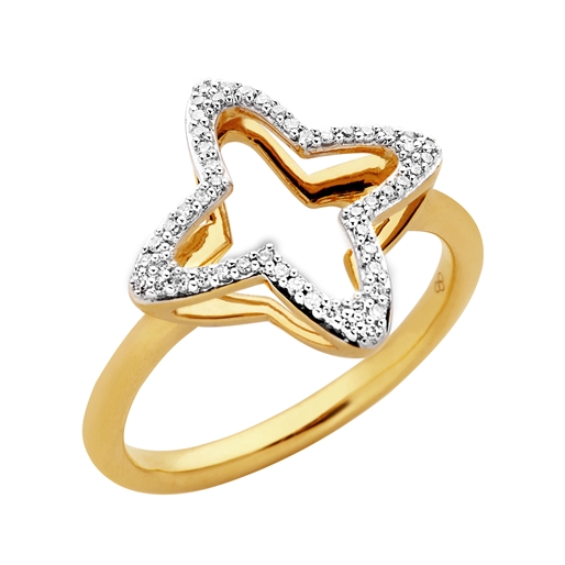 Splendour επίχρυσο δαχτυλίδι με διάτρητο αστέρι από διαμάντια - 50-