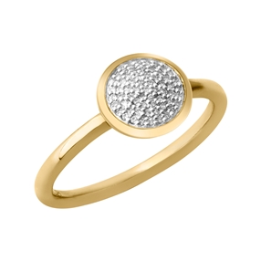 Diamond Essentials Ασημένιο στρογγυλό δαχτυλίδι με επιχρύσωση 18 καρατίων και διαμάντια-