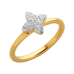 Splendour Ασημένιο Δαχτυλίδι με επιχρύσωση 18 καρατίων και διαμάντια-