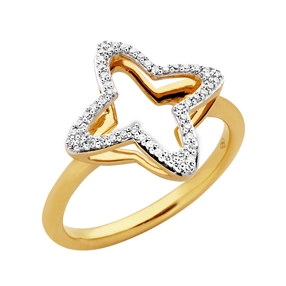 Splendour επίχρυσο δαχτυλίδι με διάτρητο αστέρι και διαμάντια - 50-