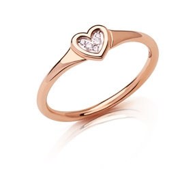 Diamond Heart δαχτυλίδι από ροζ χρυσό 14 καρατίων και διαμάντια - 54-