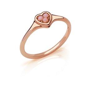 Open Heart Δαχτυλίδι από ασήμι με ροζ επιχρύσωση 18 καρατίων και ροζ οπάλιο-