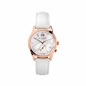 Regent γυναικείο ροζ επίχρυσο ρολόι με λευκό δερμάτινο λουράκι-