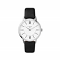 Noble Slim unisex ρολόι από ατσάλι με μαύρο δερμάτινο λουράκι και λευκό καντράν-