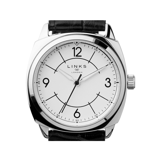 Brompton Womens Stainless Steel & Black Leather Watch-