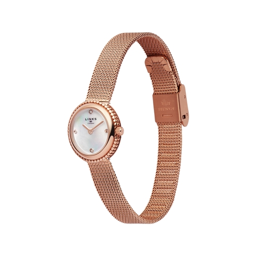 Effervescence Rose Gold Plate & Mother Of Pearl Chain Watch-