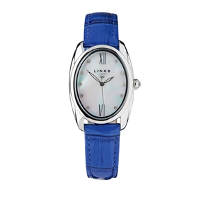 Bloomsbury Γυναικείο Ατσάλινο ρολόι με μπλε δερμάτινο λουράκι-
