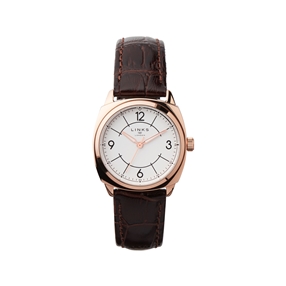 Brompton Womens Rose Gold Plate & Brown Leather Watch-