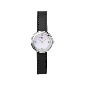 Effervescence Black Leather & Mother Of Pearl Watch-