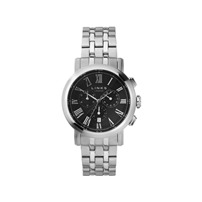 Richmond Mens Stainless Steel Black Dial Chronograph Bracelet Watch-